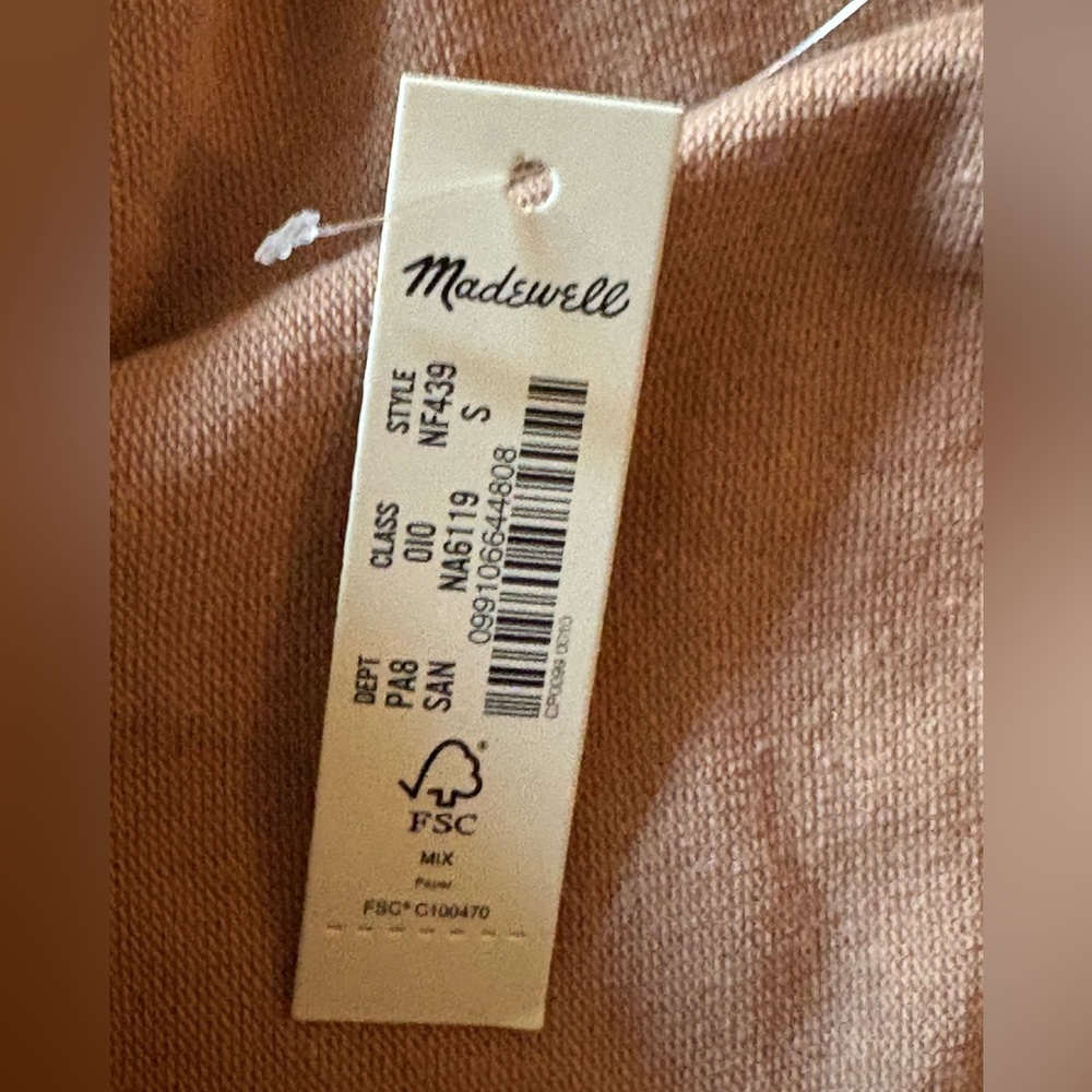 NWT Madewell Bodysuit Tan Women’s Small Short Sleeves Square Neckline - Picture 7 of 7